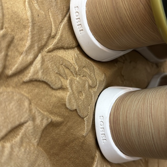 New  SOREL Joanie III Ankle Strap Platform Wedge Sandals green suede - Picture 6 of 7